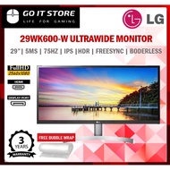 LG 29WK600-W 29" 5ms 75Hz UltraWide HDR FHD IPS Borderless FreeSync Monitor (HDMI / DP) 29WK600