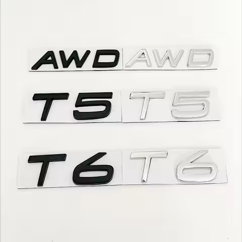 3D Metal T5 Logo T6 Emblem AWD Letters Car Trunk Badge For Volvo S60 C30 850 S40 V40 V70 XC60 V50 S7