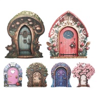 Garden Fairy Door Accessories Mystical Door for Tree Trunk Decor Miniature Fairy Elf Door Magic Ench