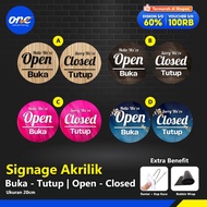 Signage open - close | Acrylic open - close | 20cm round signage