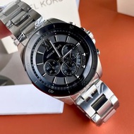 代購Michael Kors手錶 新品MK8848金色黑面鋼鏈錶 三眼六針大直徑石英錶 商務時尚防水休閒男錶