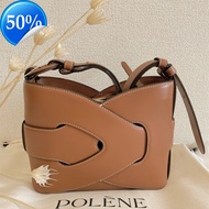 French Niche POL Womens Bag Nodde Smooth Woven Single Shoulder Cowhide Handbag Crossbody Bag X Inter