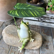 Imitation Frog Leaf Support Resin Childlike Creative Riding Cool Leaf Support Umbrella Frog Ornament