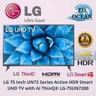 LG 75 Inch UN72 Series Active HDR Smart UHD TV with AI ThinQ® LG-75UN7200