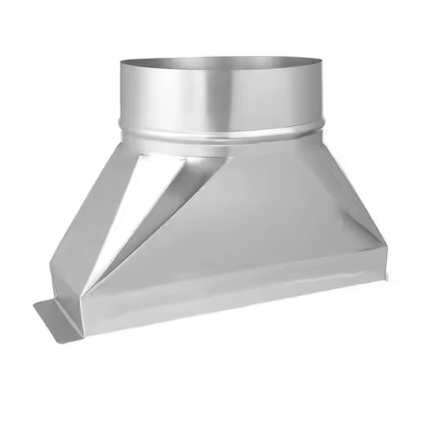 L60A Galvanized Rectangular To Round Duct Transition, 3-1/4" X 10" X 4" 4" Diameter Microwave Exhaus