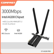 Comfast AX200 WiFi6 PCI-E Adapter CF-AX200 PRO 2.4+5.8Ghz AX Wireless Card Bluetooth Compatible 5.2 