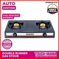 ◮ ✁ ☩ Tough Mama NTMDGS-CTD Black Gas Stove Double Burner Auto-Ignition