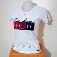 FB201 Emc Fashion Ladies Cut Overrun T-Shirt For Women Embroidered Design Pure Cotton Fabric