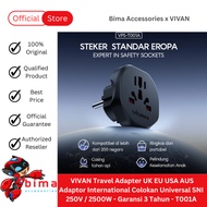 VIVAN Travel Adapter UK EU USA AUS International Adapter Universal Plug 250V/2500W SNI VPS-T001A