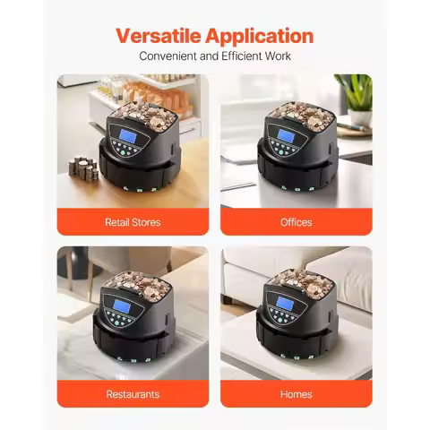 USD Coin Sorter, Coin Counter Machine for 5 Kinds of USD Coins, Coin Sorter and Wrapper Machine Hold
