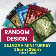 SEJADAH CENDERAHATI MINI TURKEY 35x35CM/Corak Random/Kecil Murah/Borong/Travel Umrah HAJI Use/PERKAHWINAN/Gift