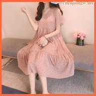 New Korean maternity dress plus size pregnant women's clothes pregnancy dress casual short-sleeved V