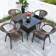Table and Chair Courtyard Balcony Leisure Rattan Chair Three-Piece Set Terrace Outdoor Rattan Chair Rattan Chair Small C