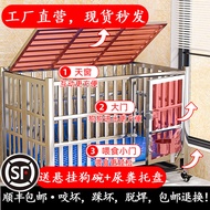 ST/💟Dog cage 304Stainless Steel Dog Cage Foldable Dog Cage Indoor Thickening Dog Crate 46DM