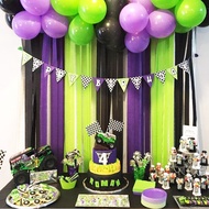 Balonasia Decorative Crepe Paper Streamer (Black, Dark Purple, Light Green)