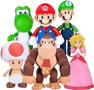 SAHANK 6 Pcs Set Mario Toys Mini Collection, Super Princess, Orangutan, Mushroom, Turtle, Mario Action Figures Toys for Party Supplies Birthday, Mario Cake Toppers (5 Inches)