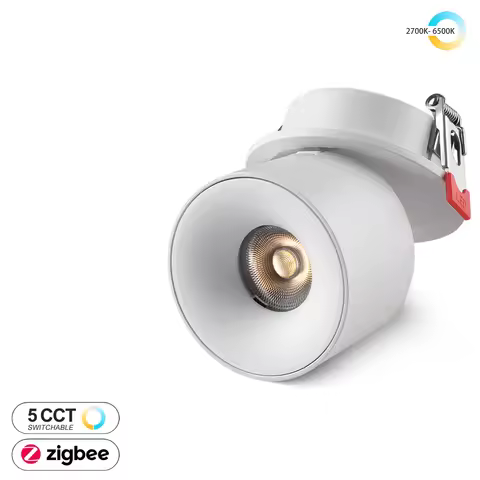 Zigbee/ 5 CCT Switchable Recessed LED Ceiling Spot Light 7W 12W Rotatable Foldable Downlight Living 