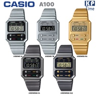 Casio Digital นาฬิกาข้อมือผู้หญิง สายสแตนเลส รุ่น A100 ของแท้ ประกัน CMG