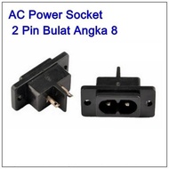 Socket Angka 8 AC Body Bodi 2 pin lubang Konektor Bulat Soket