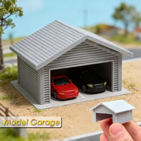 1/87/150 Scale Simulation Model Garage Two-car Home Plastic Garage Model 3d Printed Carft Train Rail