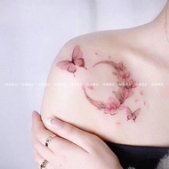LP-8 ALI🍒Wholesale New Pink Suit Girl Butterfly Moon Crescent Flower Shoulder Clavicle Fresh Tattoo Sticker BYSG