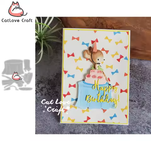 Catlove Birthday Cake Deer Animal Metal Cutting Dies Scrapbooking Stencil Die Cuts Card Making DIY C