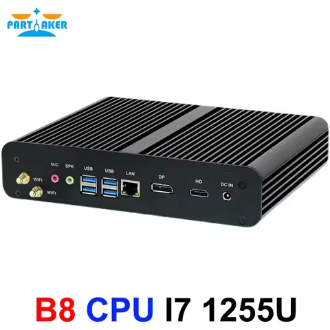 Partaker Fanless Mini Computer I7-1260P 1165G7 10710U 10510U 2*DDR4 mSATA M.2 SSD Micro PC Win11 Pro