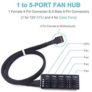 PWM Fan Hub 5 Way Splitter Sleeved for PC Cooling Fan