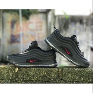 🔥READY STOCK 🔥NIKE AIRMAX 97 V2 ALL BLACK LOGO RED