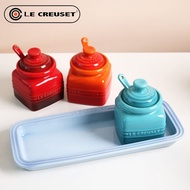 French LE CREUSET ceramic seasoning jar set with spoon