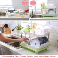 Multipurpose 2 Layer Dish Rack Dish Storage Almari Bekas Rak Basuh Pinggan Mangkuk Periuk Cawan