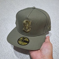 OLIVE GREEN SEATTLE MARINERS S LOGO A FRAME 59FIFTY FITTED CAP/HAT BY NEW ERA