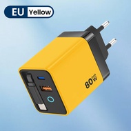 80W USB Charger with Retractable Type C Cable USB C Charger for iPhone 16 15 Huawei iPad Laptop Type