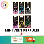 Vanzo Car Mini Vent Perfume (2ml) - Cool Ice, Lavender, Flora Blossom, AMBERWOOD AURA, PEONY YLANG