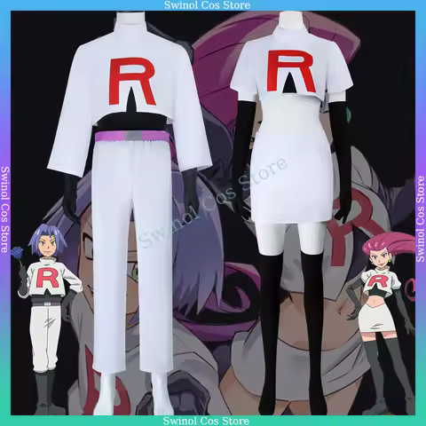 Team Rocket Jessie and James Cosplay Costume Set Halloween Couple Outfit Anime Cosplay Party Wear Ha