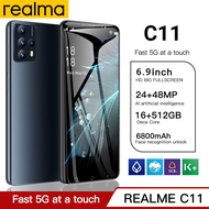 【ของแท้100%】โทรศัพท์มือถือ Realma C11 6.9HD+รองรับ2ซิม (Ram16G + Rom512G) 24+48MP 4G/5G โทรศัพท์ 6800mAh Smartphone ขายดี สมาร์ทโฟน สองซิมสแตนคู หน่วยความจำแฟลชแบบเต็มหน้าจอรองรับลายนิ้วมือสมาร์ทโฟน Face Unlock กล้อง HD มือถือราคาถูก แถมฟรีอุปกร มือถือ