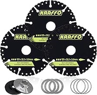 5 Inch Diamond Cutting Blade 7/8" Arbor with 2PCS M14 Lock Nut, 3PCS Cutting Disc, Metal, Rebar, Ste