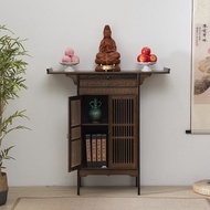 HY/💯Solid Wood Altar Buddha Shrine Household Fokan Cabinet Economical Chinese Style Small Buddha Worship Table with Door