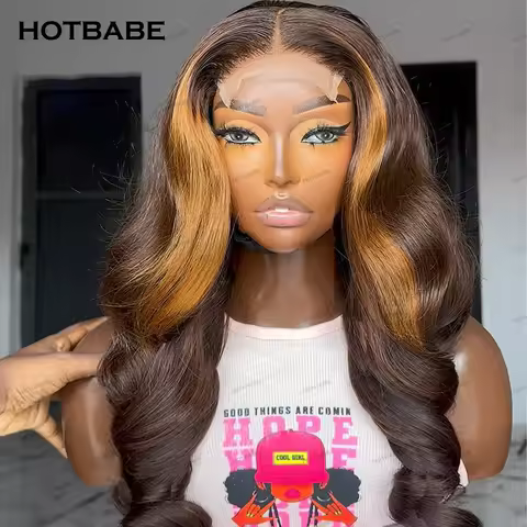 Glueless Wigs Human Hair Highlight 1B/27 Color Body Wave 360/13×6 HD Transparent Lace Wigs human hai
