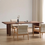 Rectangular Pedestal Dining Table Dark Walnut Dining Table Modern Writing Desk Sturdy for Office