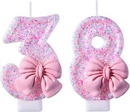 38th 83rd Birthday Candles, Pink 83 38 Year Old Number Birthday Candles, Happy Birthday Party Cake T