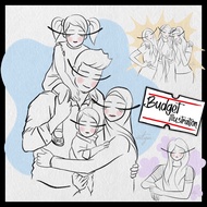 Simple Line Art illustration , Customized Portrait illustration Art , Cartoon Portrait Art , Gift / 