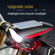 Waterproof Bicycle Light With Horn 120D Solar Charging MTB Headlight 250 Lumen Road Bicycle Front Li