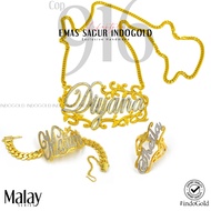 Indogold - 916 Gold Necklace Customize Name White Gold 22K Diyana Series Necklace IndoGold