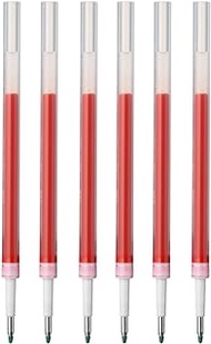 Muji Gel Ink Ballpoint Pen Refill Pack 0.38mm Extra fine Point - 6 Pieces (Red)