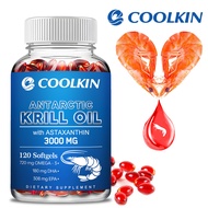 Coolkin Antarctic Krill Oil 3000 mg - with Omega-3 EPA, DHA, Astaxanthin & Phospholipids, 30/60/120 