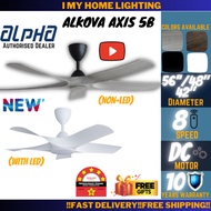 Alpha Alkova AXIS LED Ceiling Fan 56" DC Motor 5 blade with remote designer fan kipas angin siling fan 家用风扇white black