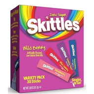 HỘP 30 GÓI BỘT PHA NƯỚC TRÁI CÂY Skittles Zero Sugar Variety Pack Singles-to-Go Powdered Drink Mix K