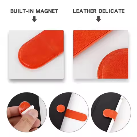 HX6A Touch Pen Clip PU Leather Notebook Pad Touch Pen Cover Clip Adhesive