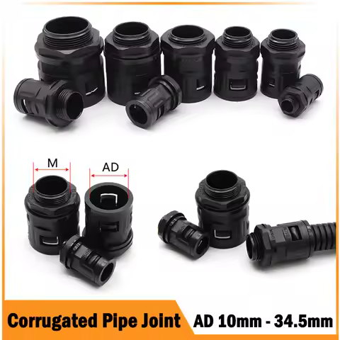 Nylon Joint End Fittings Pipe AD10 AD13 AD15.8 AD18.5 AD21.2 AD25 AD28.5 AD34.5 Plastic Bellows PP C